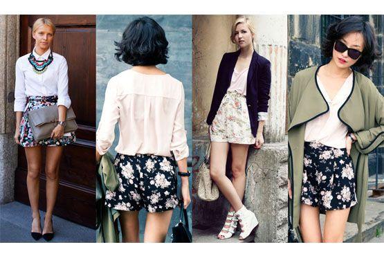 1 Shorts com estampa floral