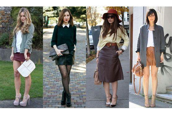 1 Looks com saia de couro