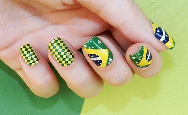 unhas bandeiras do brasil copa Unhas decoradas para a Copa