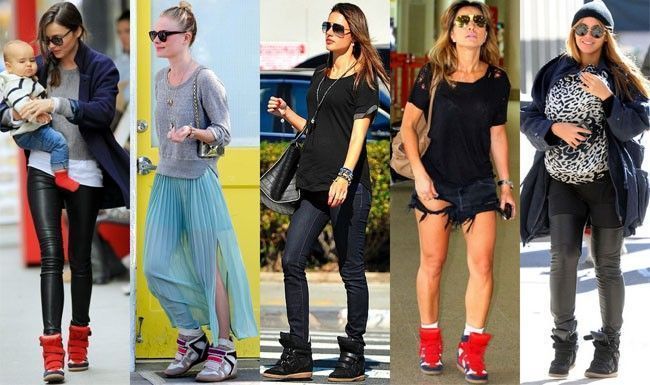 famosas com wedge sneaker Sneaker com salto embutido