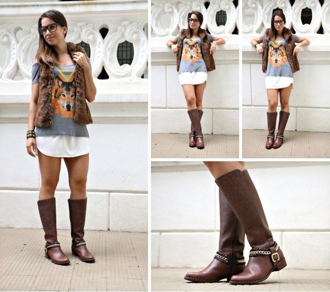 looks com bota cano longo marrom