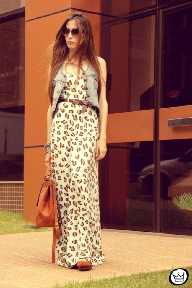 vestido longo com colete jeans