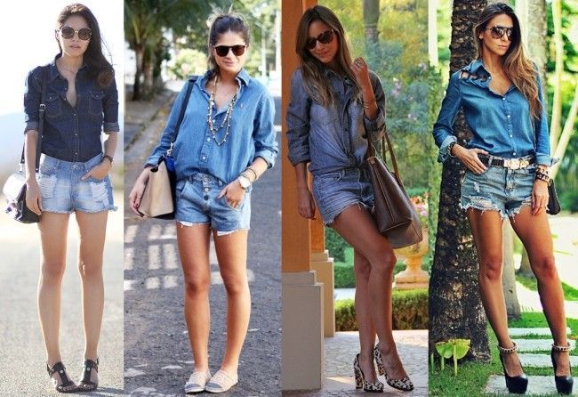 short e camisa jeans