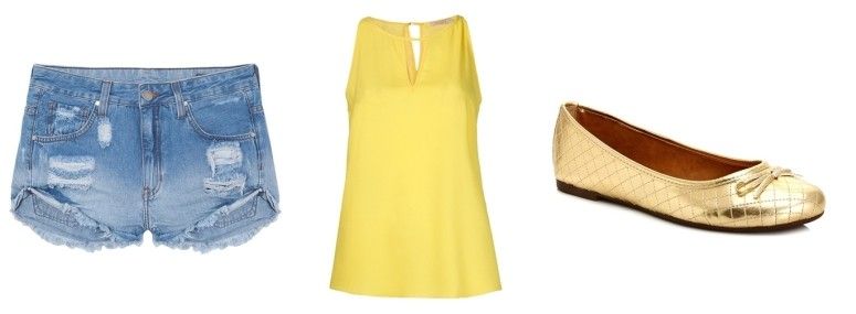 Short boyfriend por R$338 na Oqvestir | Regata por R$197,40 na Farfetch | Sapatilha por R$49,99 na Empório Naka