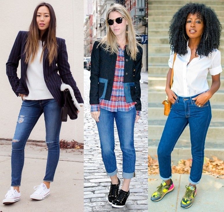 calça jeans com sapatenis feminino