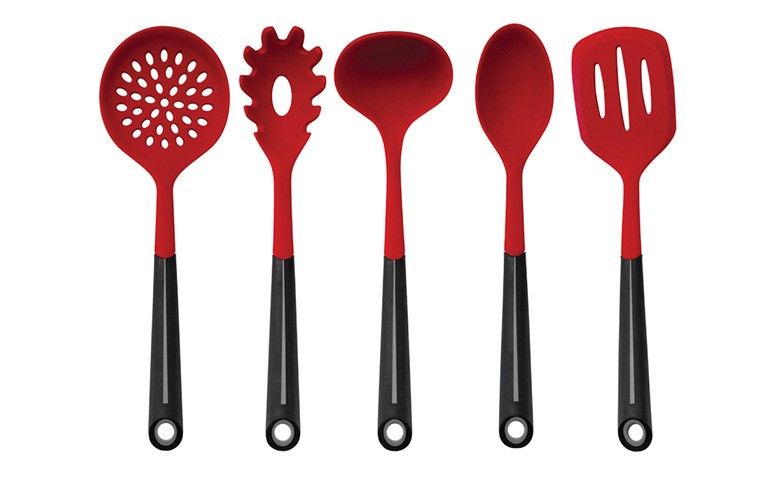 Conjunto de 5 utensílios em silicone com cabo soft touch por R$ 79,90 na Lekssa