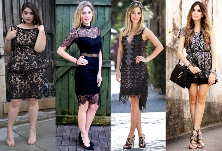 vestidos de renda curto preto