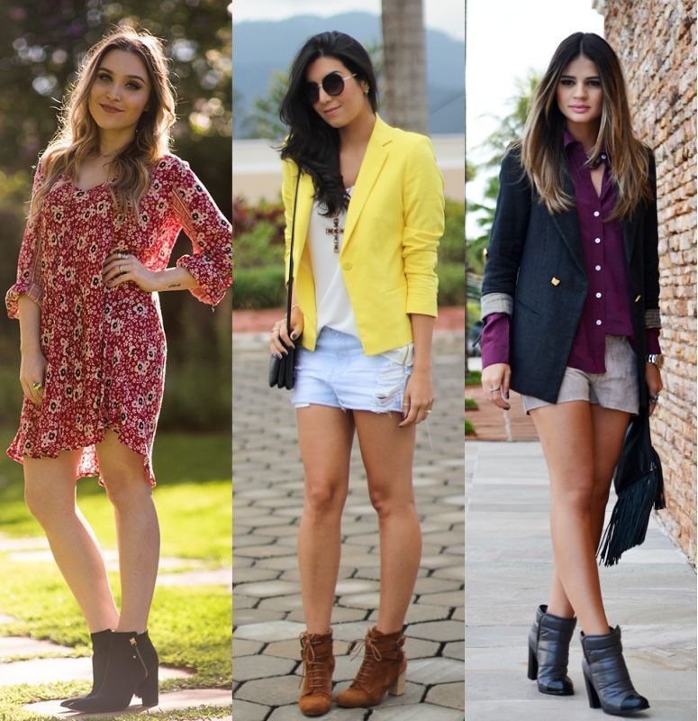 bota cano curto com saia e vestido