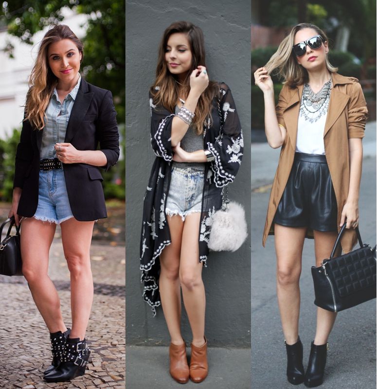 looks com bota cano curto salto grosso