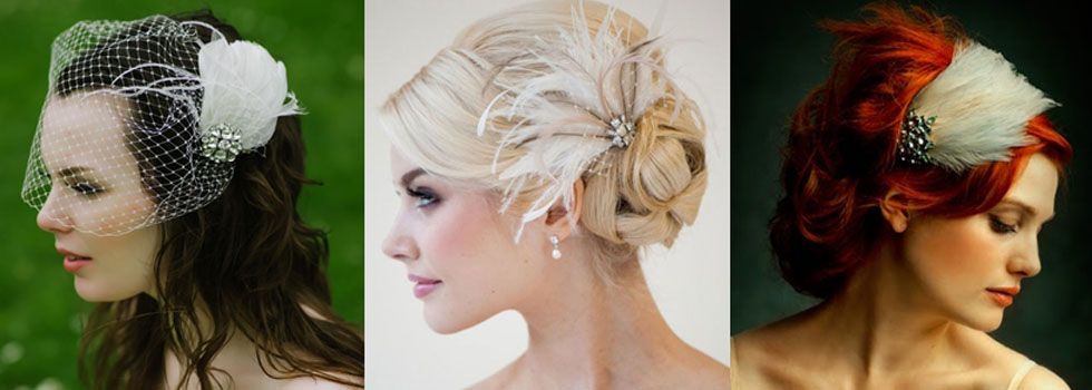 Os acessórios de cabelo com penas estão com tudo e certamente são uma opção sem erro para quem quer inovar no look de noiva.