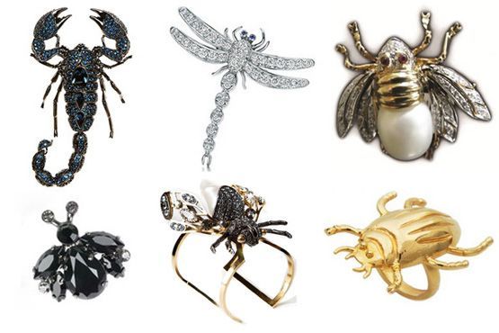 Escorpião, libélula, mosca, joaninha, aranha e besouro podem complementar o look através dos acessórios
