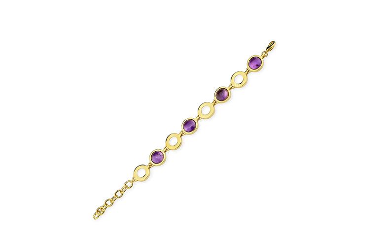 Pulseira com ametista por R$152 na <a href="https://www.toquedejoia.com/produto/01po0259a00/pulseira-semijoia-ponto-pedra-ametista" target="blank_">Toque de Jóia</a>