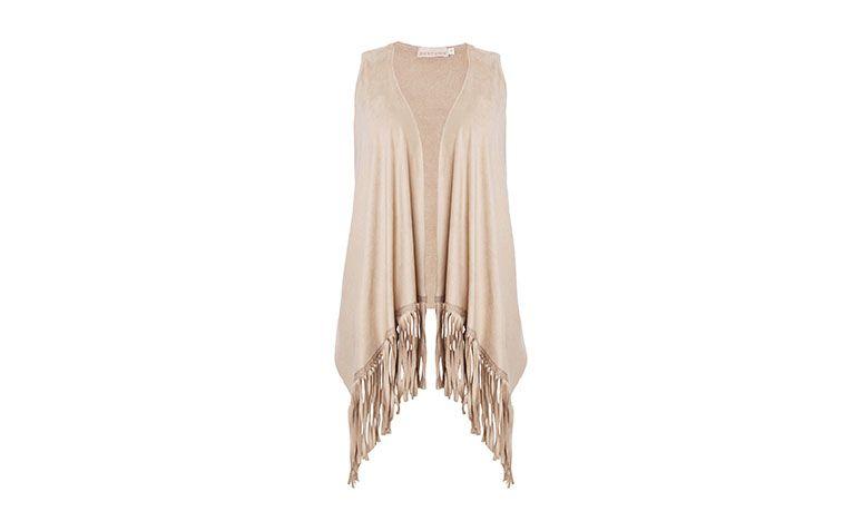 Colete Costume por R$269 na <a href="http://www.oqvestir.com.br/colete-costume-suede-franjas---bege-65399.aspx/p" target="blank_">Oqvestir</a>