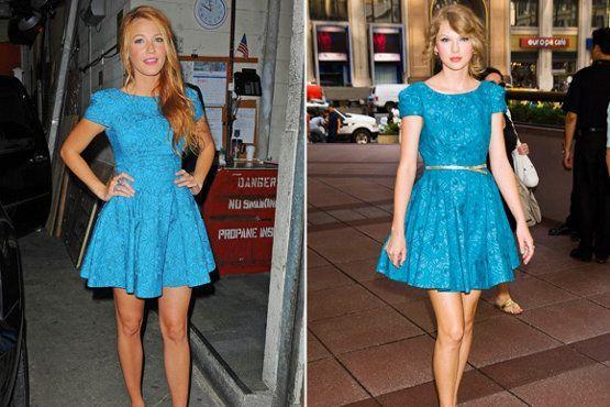 Blake Lively e Taylor Swift são adeptas do estilo e apostam em vestidos rodados, acinturados e com cinto para compor um look bonequinha.