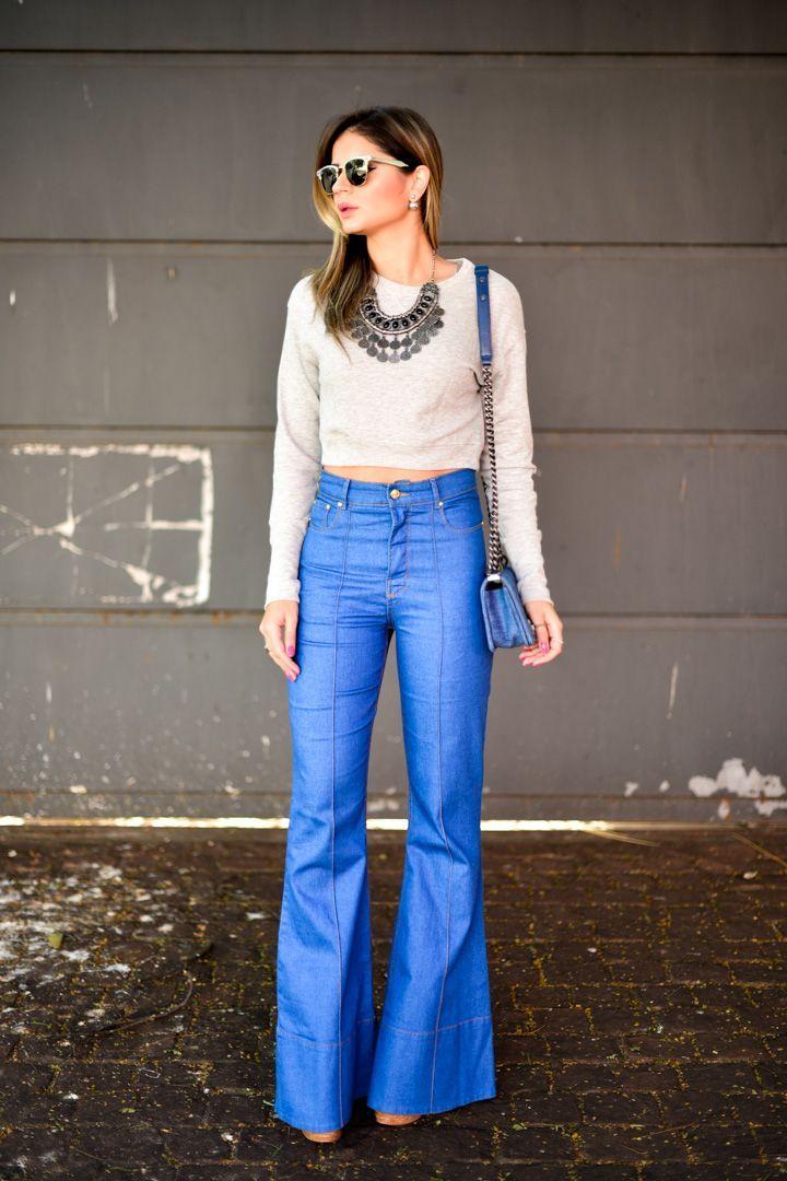 Resultado de imagem para calça flare jeans looks