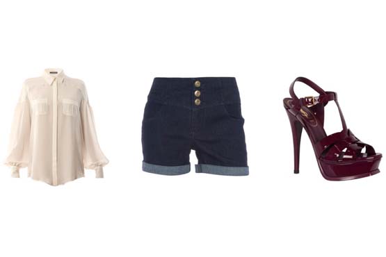 Os shorts fazem uma ótima combinação com as camisas. Neste look o short jeans dá um contraste legal à seriedade da camisa de manga longa.