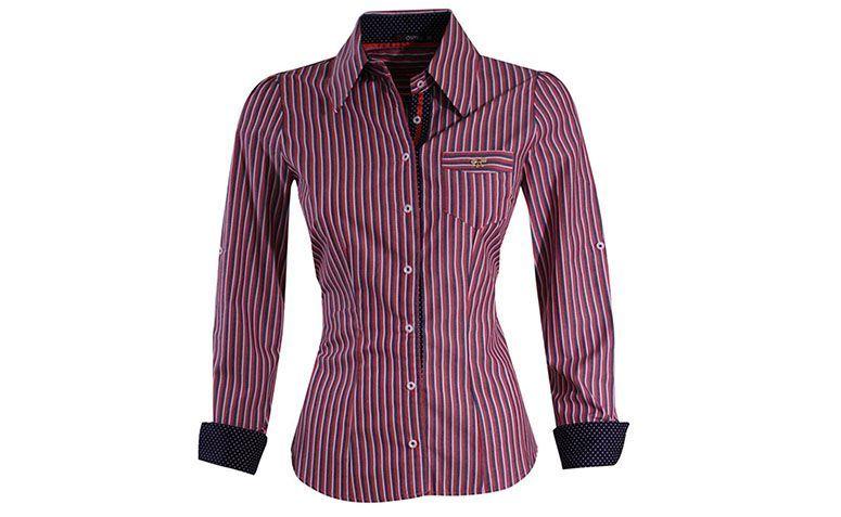 Camisa listrada vermelha, marinho e branca por R$179 na <a href="http://www.osmio.com.br/181/produto/camisa_listras_detalhe_poa" target="blank_">Osmio</a>