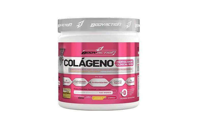 Colágeno Hidrolisado Clinical Skin por R$53,55 na <a href="http://www.otimanutri.com/colageno-hidrolisado-clinical-skin-300g-sabor-laranja-com-acerola-bodyaction_3555_produto.html" target="blank_">Otima Nutri</a>