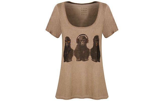 T-shirt marrom de macaco Cantão por R$119 na <a href="http://www.capitollium.com.br/cat/blusas/26804.html" target="blank_">Capitollium</a>