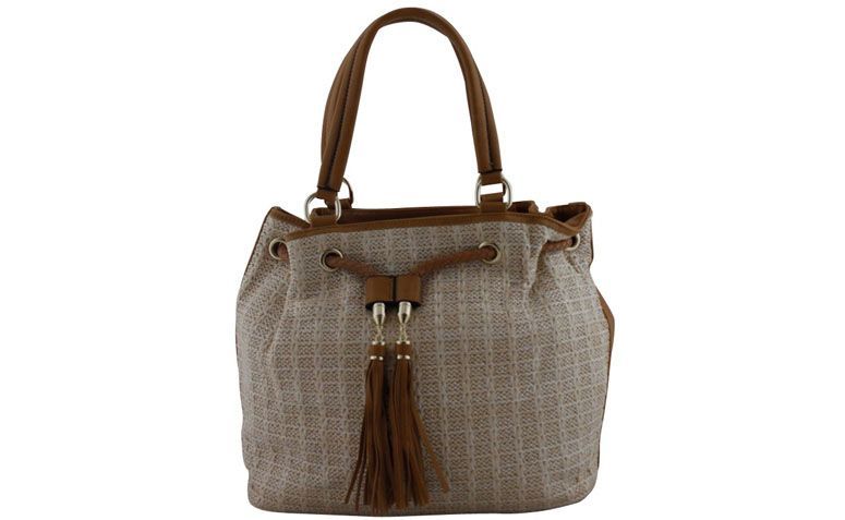 Bolsa bege e camel Davinci por R$129,90 na <a href="http://www.ellastore.com.br/bolsas-femininas/davinci/bolsa-davinci-dv-0840-bege-e-camel" target="_blank">Ella Store</a>