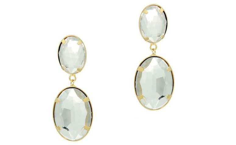 Brinco folheado a ouro com cristal transparente por R$42,90 na <a href="http://www.franciscajoias.com.br/brinco-de-cristal-semi-joia-folheada-a-ouro-18k.html" target="_blank">Francisca Joias</a>