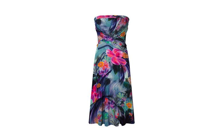 Vestido tomara que caia curto floral por R$164,50 na <a href="http://www.capitollium.com.br/produto/vestido-tomara-que-caia-estampado--verde-148305?atributo=158:verde" target="_blank">Capitollium</a>