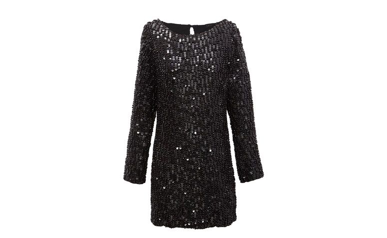 Vestido curto de manga longa em paetê por R$1.189 na <a href="http://goo.gl/OVG50e" target="_blank">OQ Vestir</a>