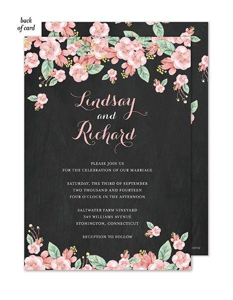 Foto: Reprodução / <a href="http://www.tickledpinkinvitations.com/chalkboard-floral-wedding-suite-invitation" target="_blank">Tickled pink intitations</a>