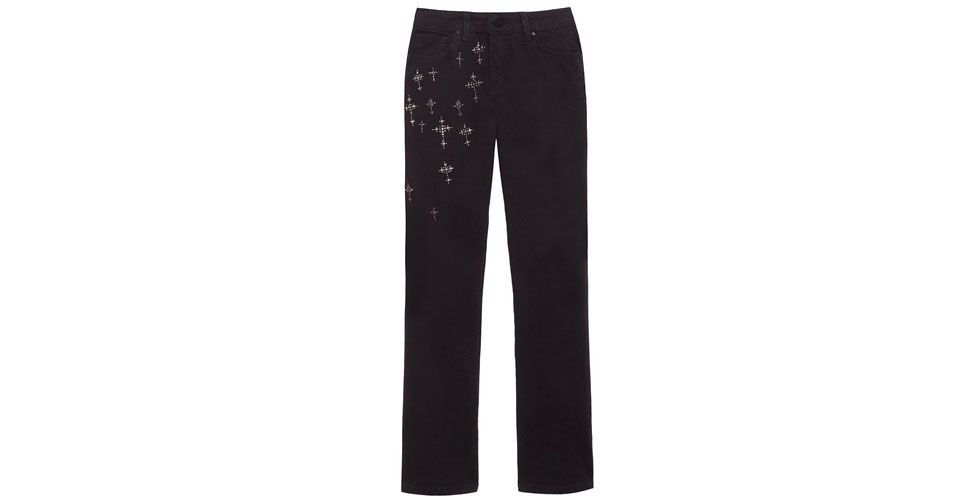 <p>Calça jeans preta com detalhes de cruzes – Le Lis Blanc por R$179,40 na Loja OQvestir. </p>