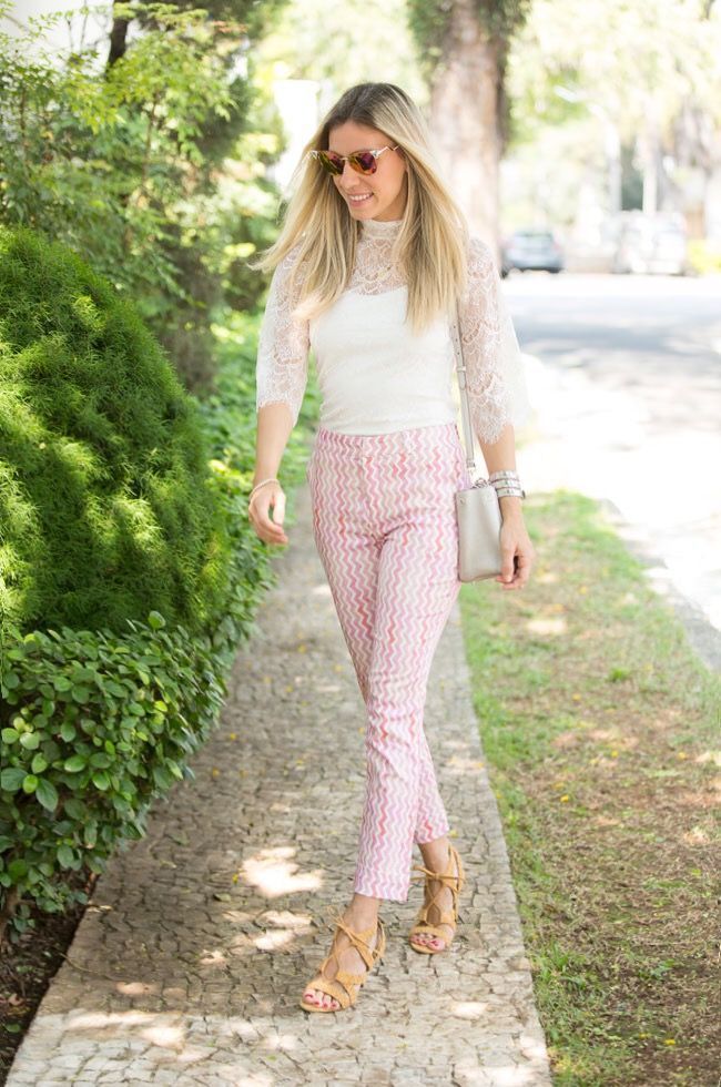 Foto: Reprodução / <a href="http://www.glam4you.com/look-do-dia-renda-zig-zag-e-sandalia-caramelo/" target="_blank">Glam4you</a>