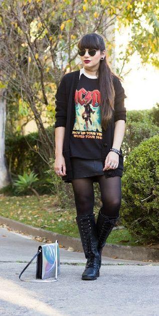 Foto: Reprodução / <a href="http://www.decoturnoespikes.com.br/2015/06/look-do-dia-reino-unido-acdc-shirt-e.html" target="_blank">De coturno e Spikes</a>