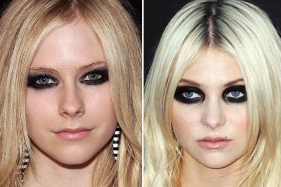A maquiagem muito carregada nos olhos deixou Avril Lavigne e Taylor Momsen com o visual estilo "panda"