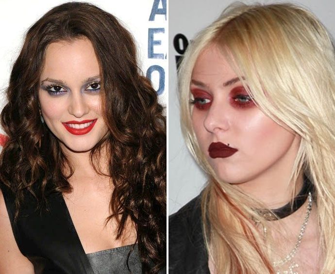 Leighton Meester e Taylor Momsen não souberam combinar as cores das sombras