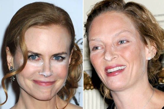 Opa! O finalizador de maquiagem de Nicole Kidman e Uma Thurman ficou em evidência com a luz do flash