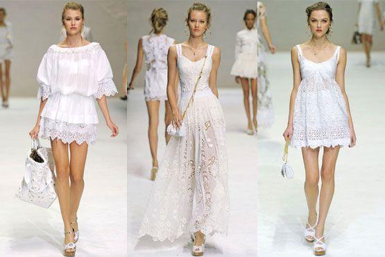 O desfile off-white da Dolce & Gabanna onde o tecido lese foi destaque