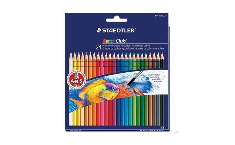 Lápis com 24 cores Staedtler por R$23,90 na <a href="http://www.papelariauniversitaria.com.br/produtos/lapis-de-cor-noris-club-24-cores-144-10nc24-staedtler.htm" target="_blank">Papelaria Universitária</a>