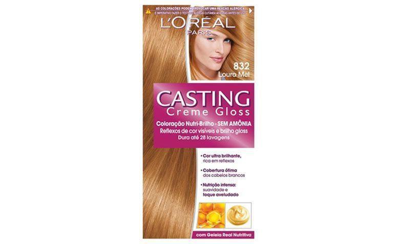 Tintura Casting Creme Gloss Louro Mel 832 por R$18,90 na <a href=" http://www.lojasrede.com.br/produto/Tintura-Casting-Creme-Gloss-Louro-Mel-832-122283" target="_blank">Lojas Rede</a>
