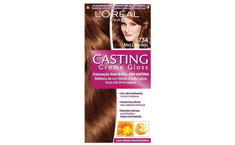 Tintura Casting Creme Gloss Mel Dourado 734 por R$18,50 na <a href=" http://www.lojasrede.com.br/produto/Tintura-Casting-Creme-Gloss-Louro-Mel-832-122283" target="_blank">Lojas Rede</a>