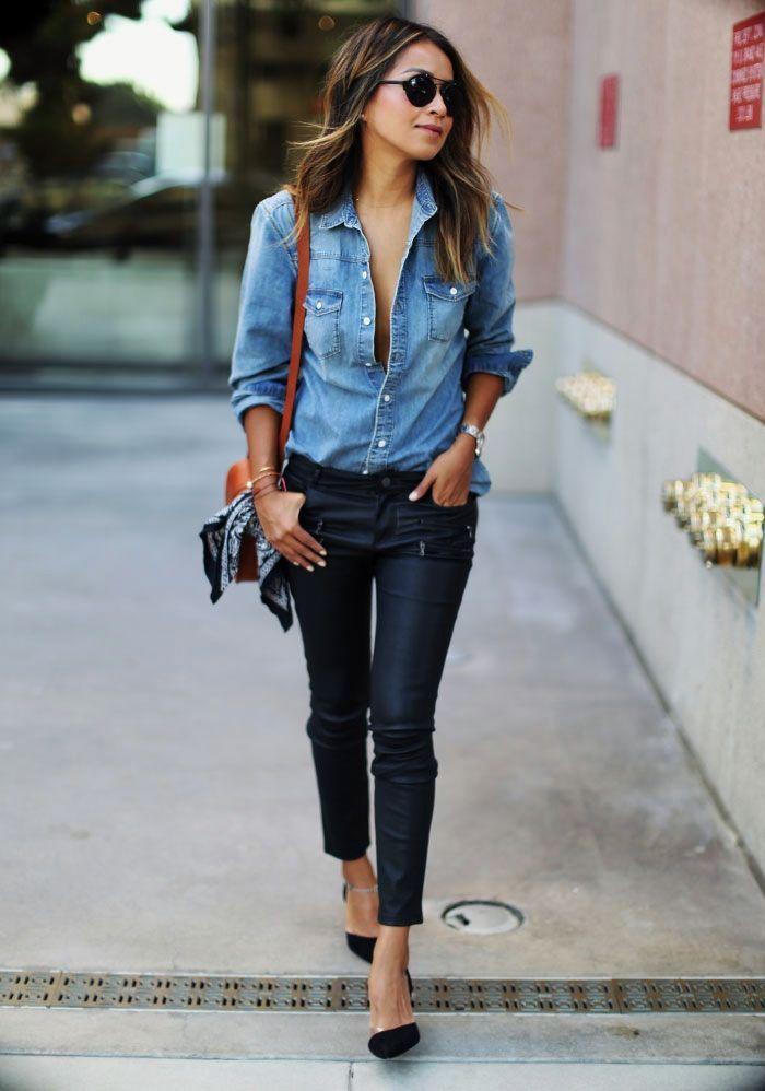 Foto: Reprodução / <a href="http://sincerelyjules.com/tag/denim-shirt" target="_blank">Sincerely Jules</a>