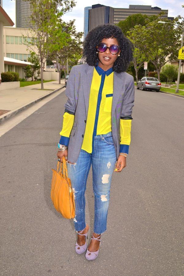 Foto: Reprodução / <a href="http://stylepantry.com/2012/04/25/mens-blazer-two-tone-blouse-destroyed-skinnies/" target="_blank">Style Pantry</a>