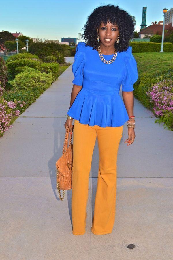 Foto: Reprodução / <a href="http://stylepantry.com/2012/03/27/puff-sleeve-peplum-blouse-yellow-high-waist-jeans/" target="_blank">Style Pantry</a>