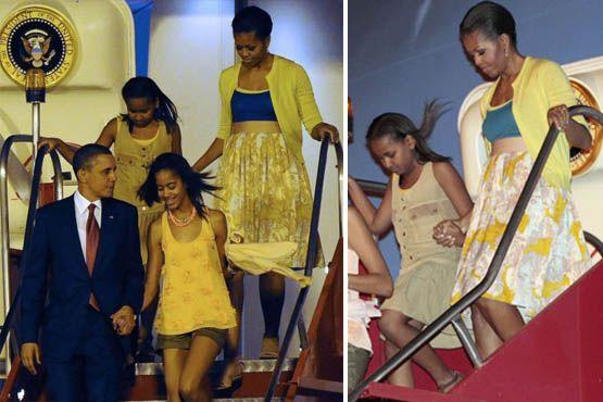 A saia rodada parece ser uma das peças preferidas de Michelle Obama
