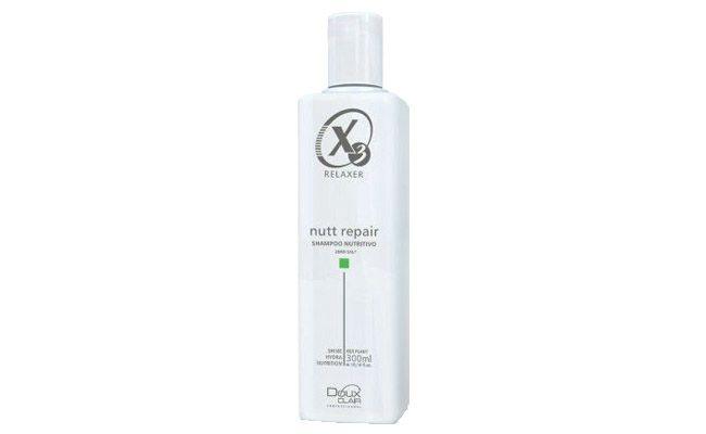 Shampoo Doux Clair Nutt Repair por R$26,10 na <a href="http://www.cabeleza.com.br/Doux-Clair-X3-Relaxer-Shampoo-Nutritivo-Nutt-Repair---Sem-Sal-300ml-224341.aspx/p" target="_blank">Cabeleza</a>