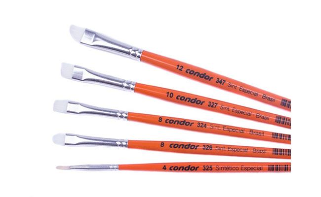 Kit 5 pinceis condor por R$ 39,90 na <a href="http://www.vitrinedoartesanato.com.br/kit-pinceis-condor-no01--va1383/p" target="blank_">Vitrine do Artesanato</a>