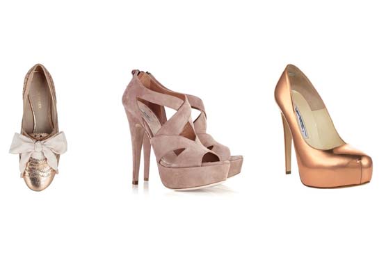 Idéias do que calçar nos looks com ouro rosa