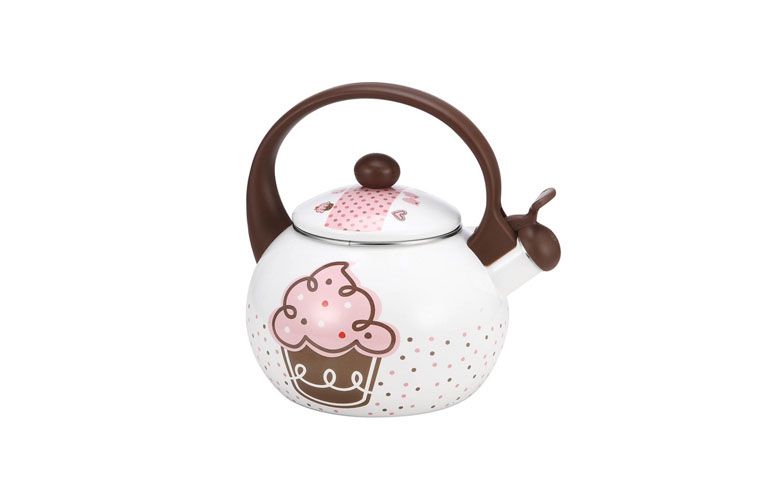 Chaleira Cupcake por R$132,99 na <a href="http://www.submarino.com.br/produto/8678734/chaleira-esmaltada-cupcake-enamel-2-2-litros-10008-decorcasa" target="blank_">Submarino</a>