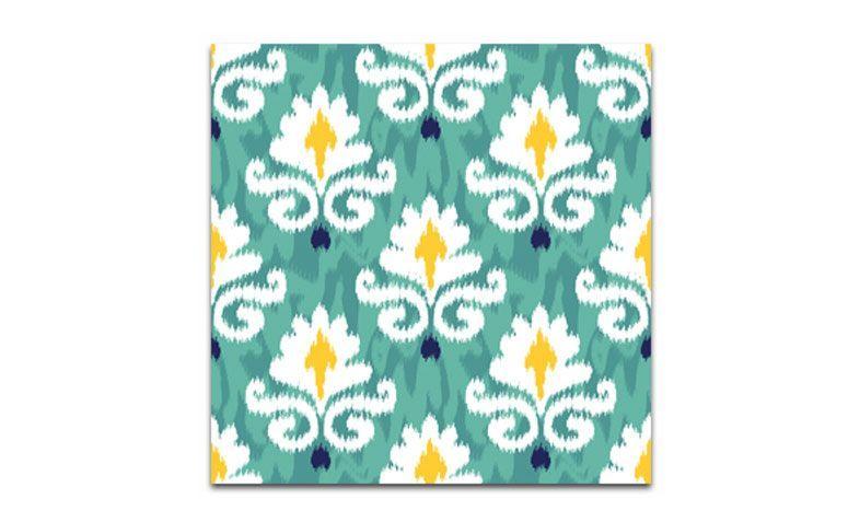 Tecido de parede “Liz-Ikat” (dimensão variável) a partir de R$ 37, 60 na <a href="http://www.panoteria.com.br/loja/etnicas/liz-ikat/" target="_blank">Panoteria</a>