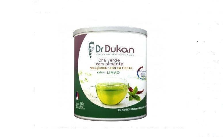Chá verde com pimenta caiena Dr. Dukan por R$30,59 na <a href="http://www.lojadietadukan.com.br/cha-verde-de-pimenta-de-caiena-sabor-limao" target="blank_">Loja Dieta Dukan</a>