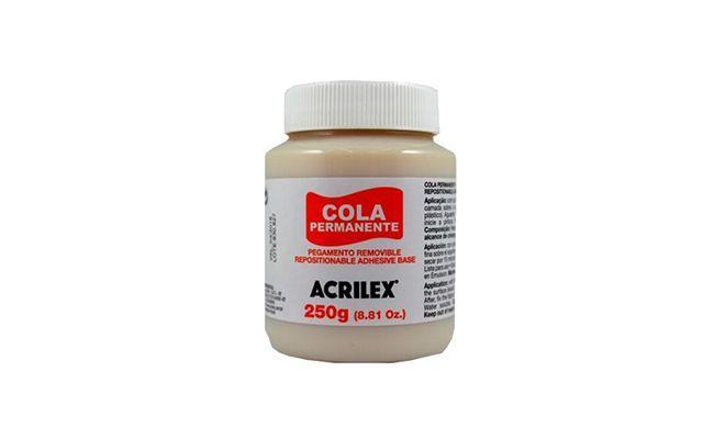 Cola Permanente Acrilex 250 g por R$ 15,26 na <a href="http://www.artcamargo.com.br/product_info.php?cPath=39_267_329&products_id=9417&osCsid=4gpmu18vhnnllg4nuaprljj993" target="blank_">Art Camargo</a>