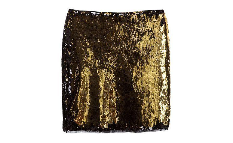 Saia de paetê dourada Empório Anna por R$131,10 na <a href="http://www.gallerist.com.br/saia-senecio-9315.aspx/p" target="blank_">Gallerist</a>